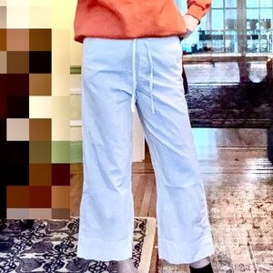 Linen & Cotton Whit Cropped Pants with string tie waistband Sz. SP